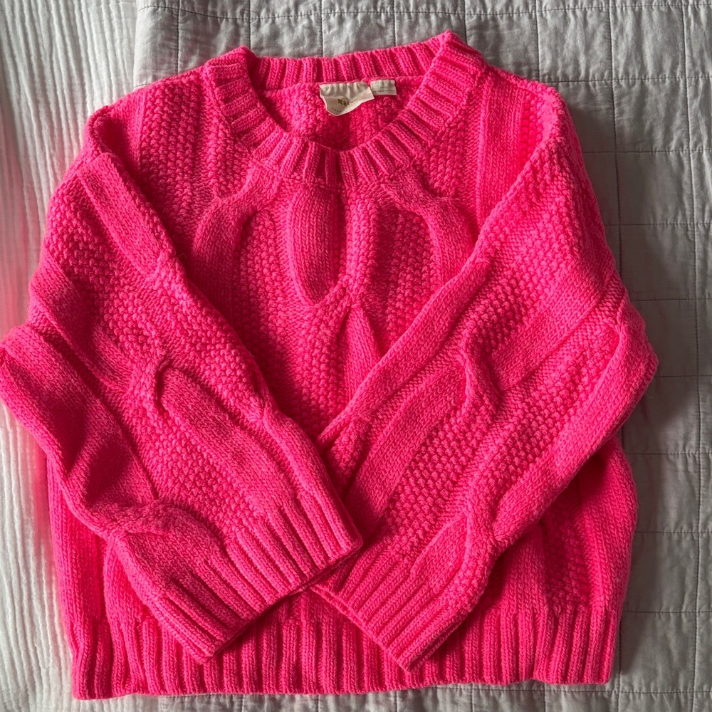 Maeve Vibrant Pink Crew Neck Sweater